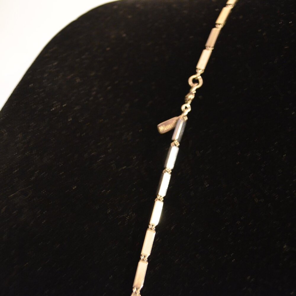 Monet Necklace Silver Rectangular Prisms 3/8' Lin… - image 3